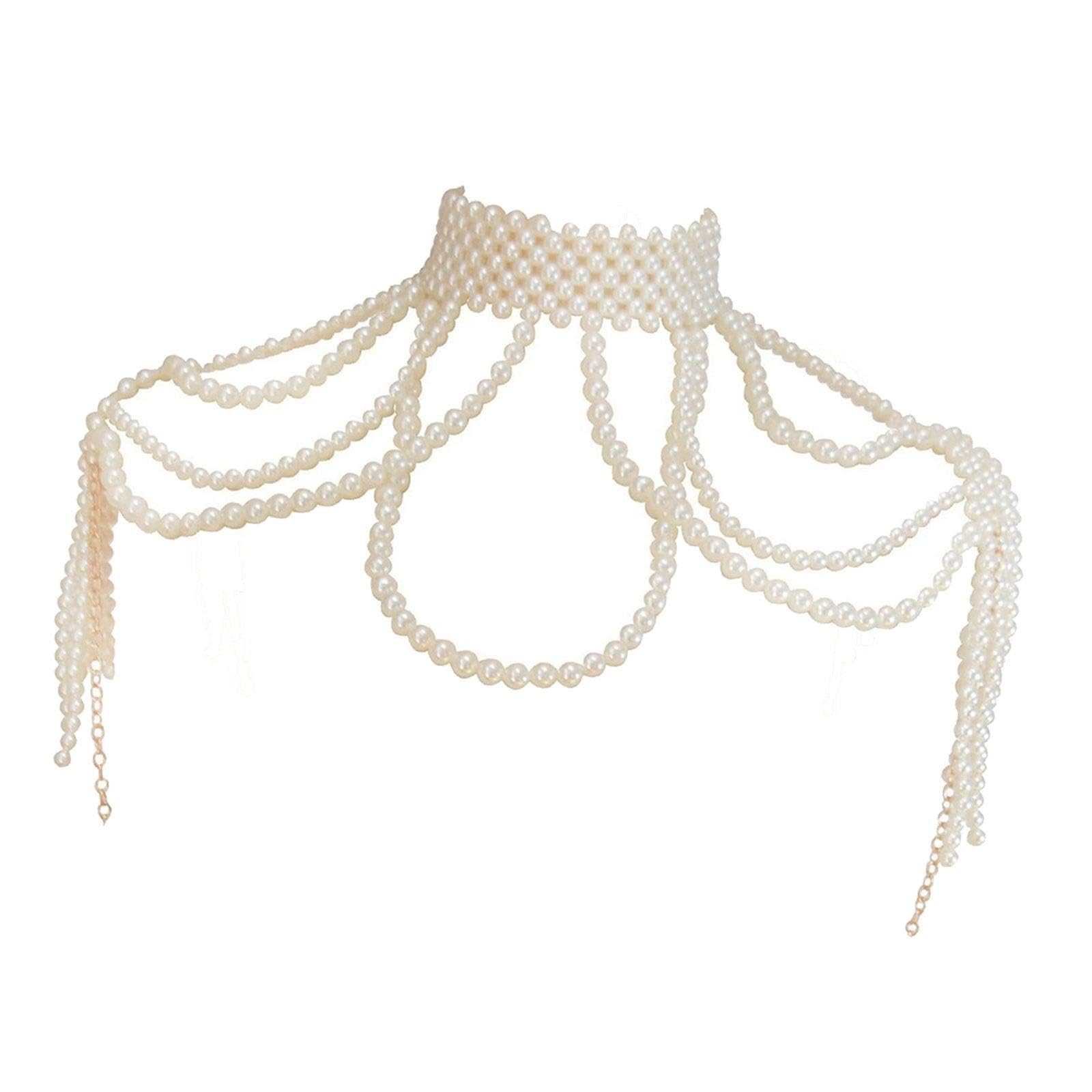 harayaa Bijoux d'épaule en Perles, Collier d'épaule en Perles, Bijoux de Corps pour Festival de Musique
