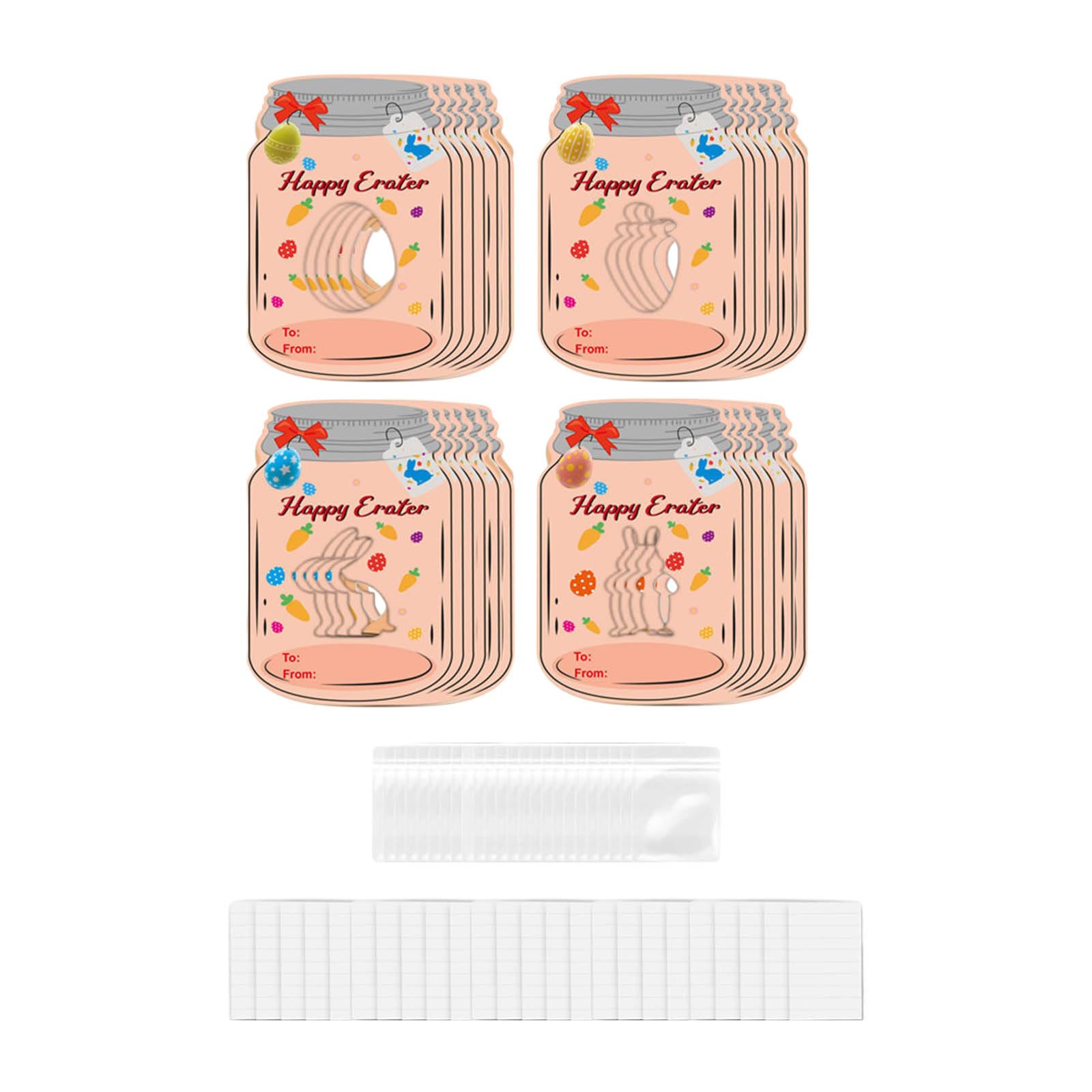 Jazuaiao 24Pcs Easter Greeting Cards with Sealing Candy Bag for Kids Exchange Cards Classroom Gift Party Supplies Easter Day Greeting Card