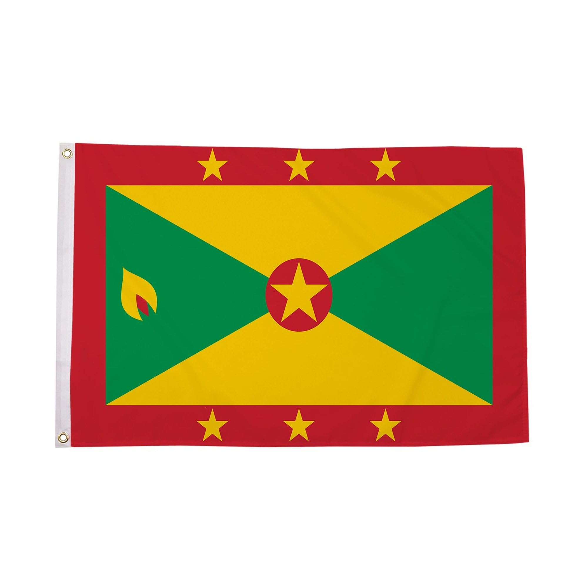 Flagtex Grenada Large Flag 8ft x 5ft Premium National Flag Red Yellow Green Border Stars Nutmeg Fade Resistant Polyester Double Stitched Reinforced 240cm x 150cm Outdoor Banner Display
