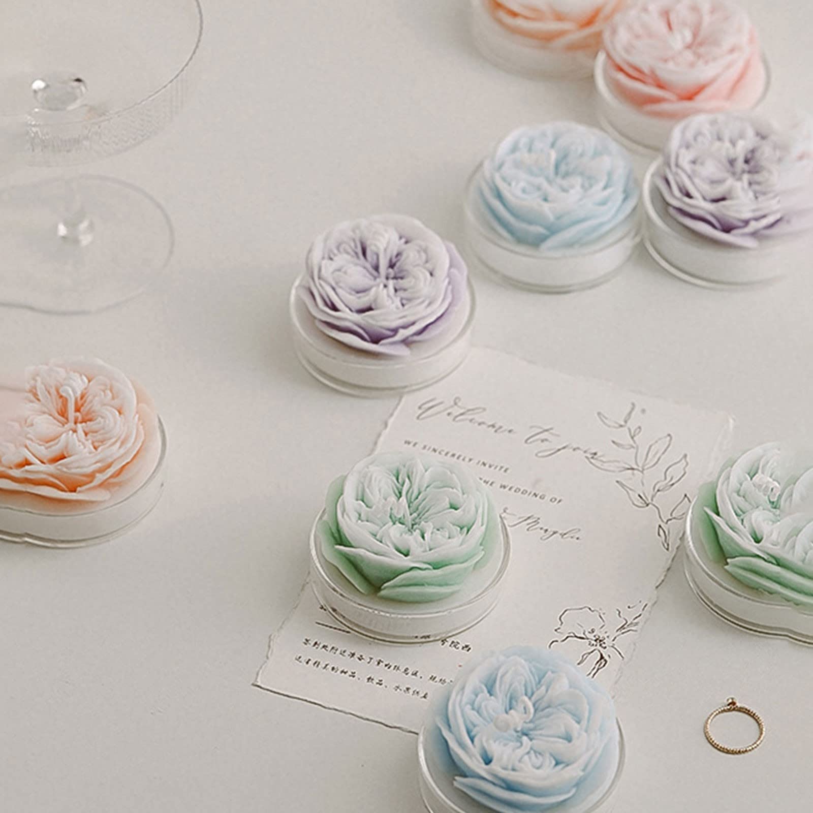 8 Candele Profumate A Forma Di Fiori - Gelsomino Indiano, Fatte A Mano, Per Decorazione