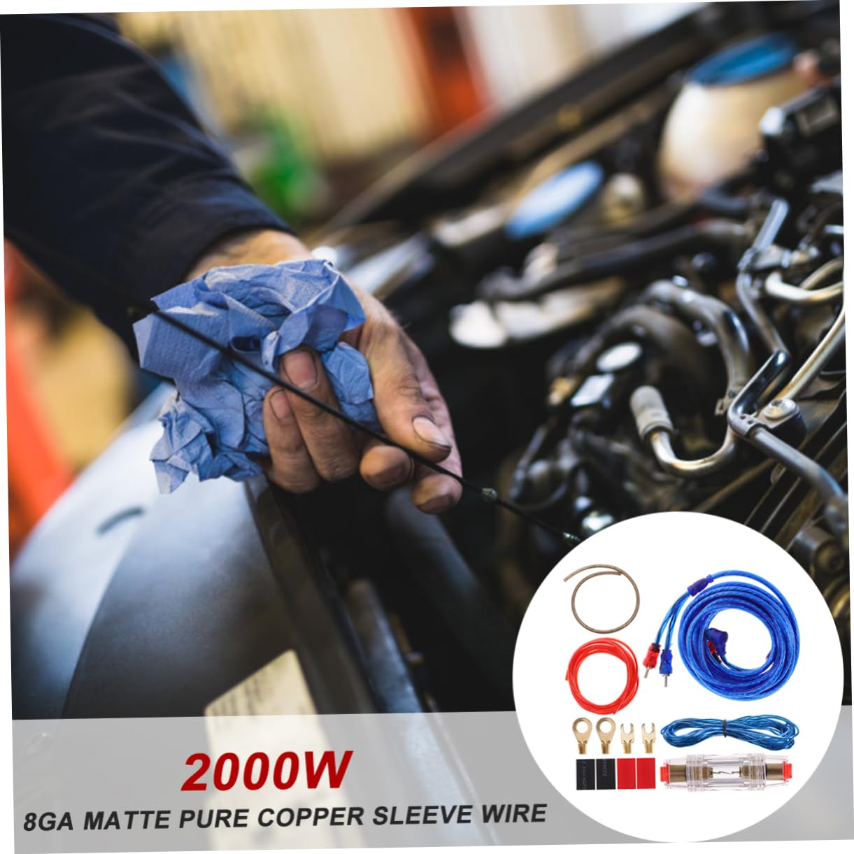 SOLUSTRE 2000w Cavi Per Amplificatore Cavo Di Alimentazione Per Auto Kit Cavi Amplificatore in Rame Massiccio Completo Di Tutti Gli Accessori Necessari Per Installazione