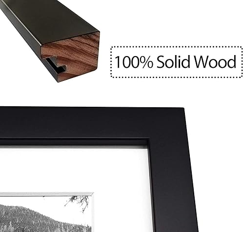 Miniatura 5 de Golden State Art 13-Opening marco de madera para fotos de 12 x 16 pulgadas, con fondo blanco y vidrio genuino, en color negro