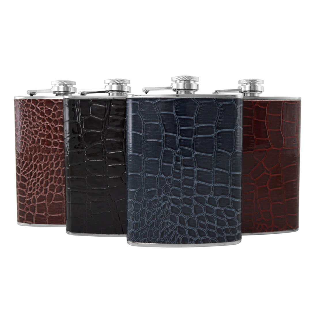 Gifts Infinity® Set of 4 8oz Stainless Steel Flask Wrap with Leather.