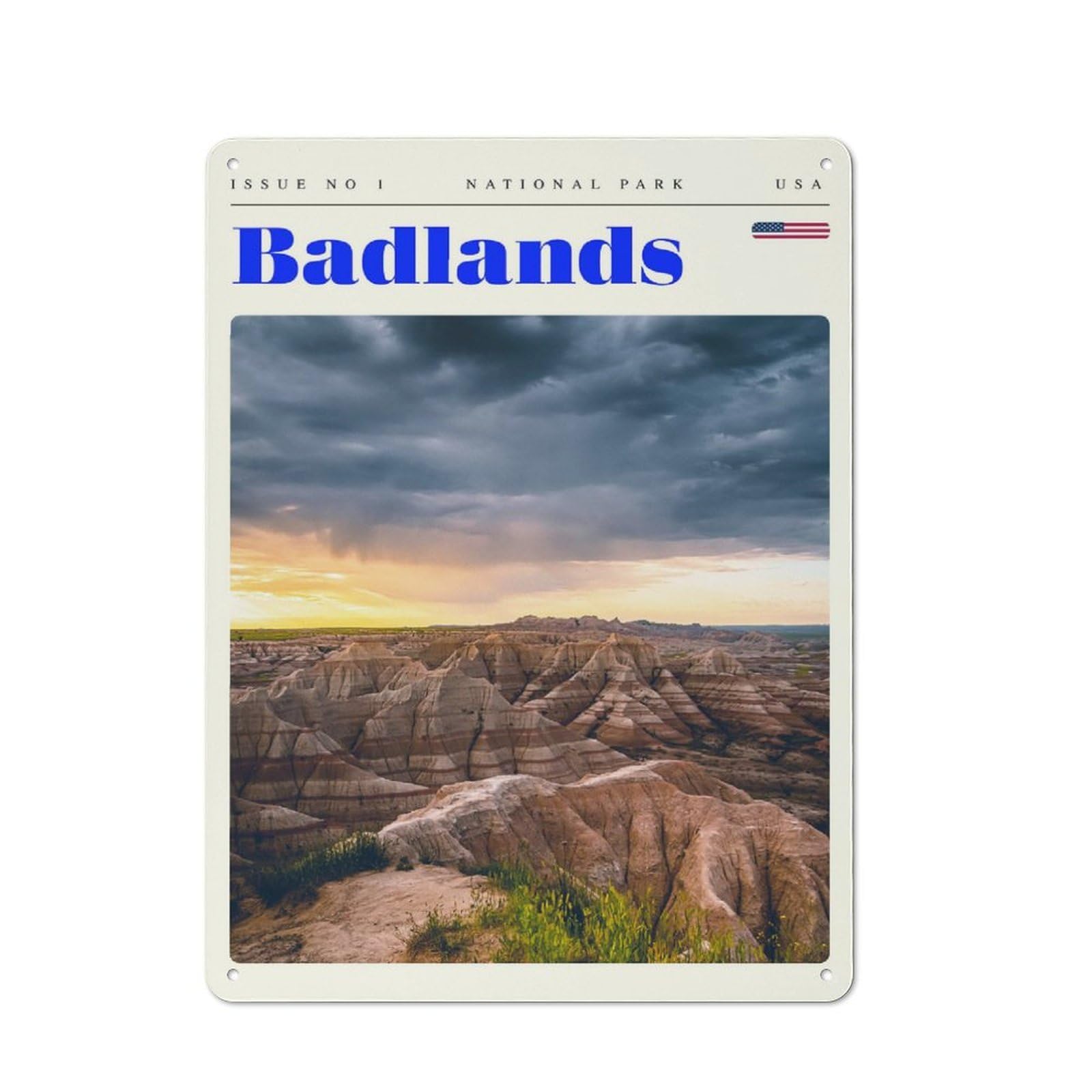Junmoney Style-9 Badlands National Park Travel Art Shop Front Style Metal Wall Decor 40X30cm, Bistro Metal Sign For Takeaway, Bar, Kitchen Or Counter Area