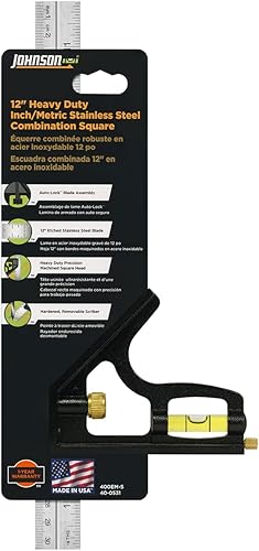 Miniatura 6 de Johnson Level & Tool - Cuadrado profesional de combinación de metal métrico400EM de 12 pulgadas, plateado, 1 cuadrado
