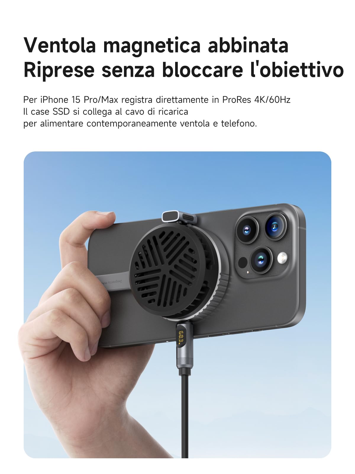 Hagibis Custodia magnetica M.2 2230 NVMe SSD con Magsafe per iPhone 15 Pro Max ProRes, USB C 3.2 Gen2 10Gbps a NVMe, custodia SSD esterna in alluminio per MacBook, iPad Pro, Android (MC100)
