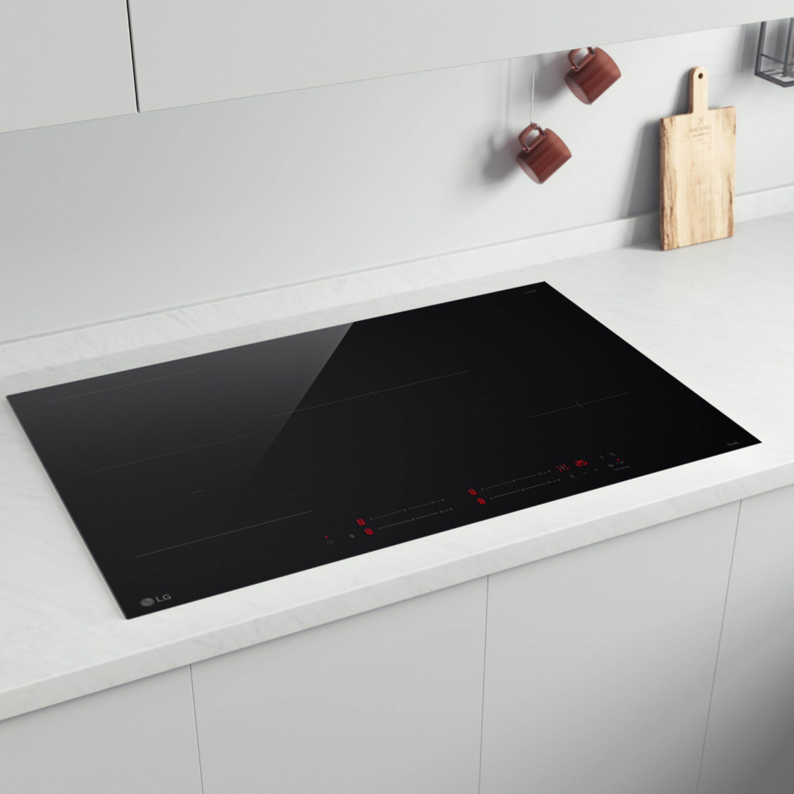 LG CI5Z3025BN Piano Cottura Induzione 75 cm, Potenza da 2.5 a 7.4kW, 4 Zone Totali, 1 Zona Flex, 15 Livelli di Potenza + Boost, Controlli Touch Slide Indipendenti, Wi-Fi, Vetro Ceramico, Nero