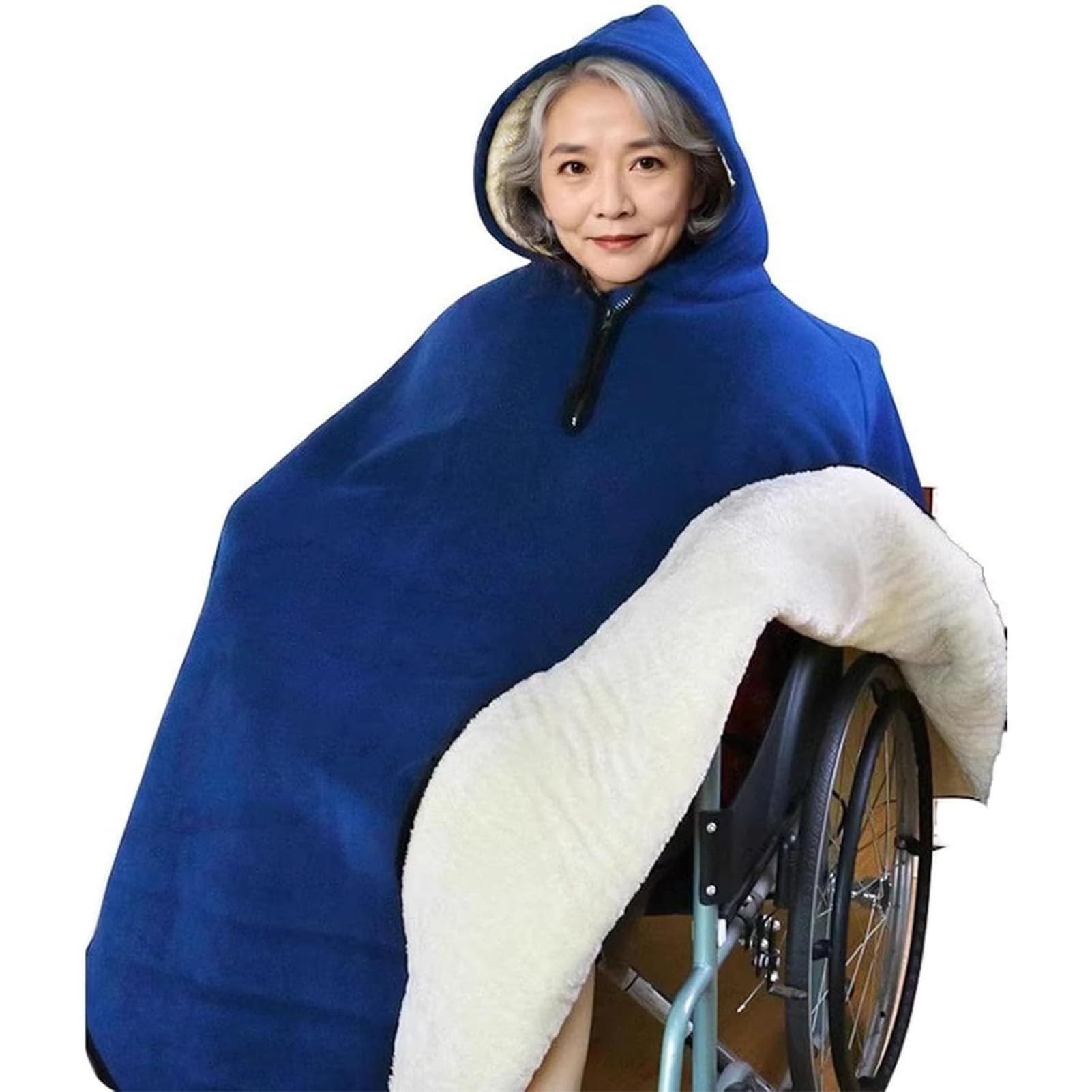 Manta para Silla De Ruedas, Saco Silla De Ruedas, Mantas Termicas, Manta Gruesa y Cálida para Silla De Ruedas, Poncho para Silla De Ruedas con Capucha, Capa Forrada