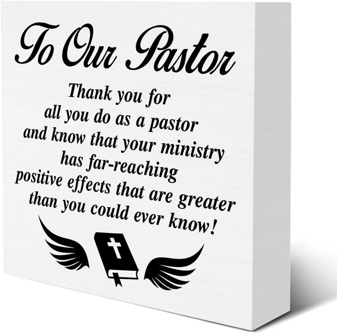 Wooden Box Sign 7x7 Inch Pastor Appreciation Desk Decor