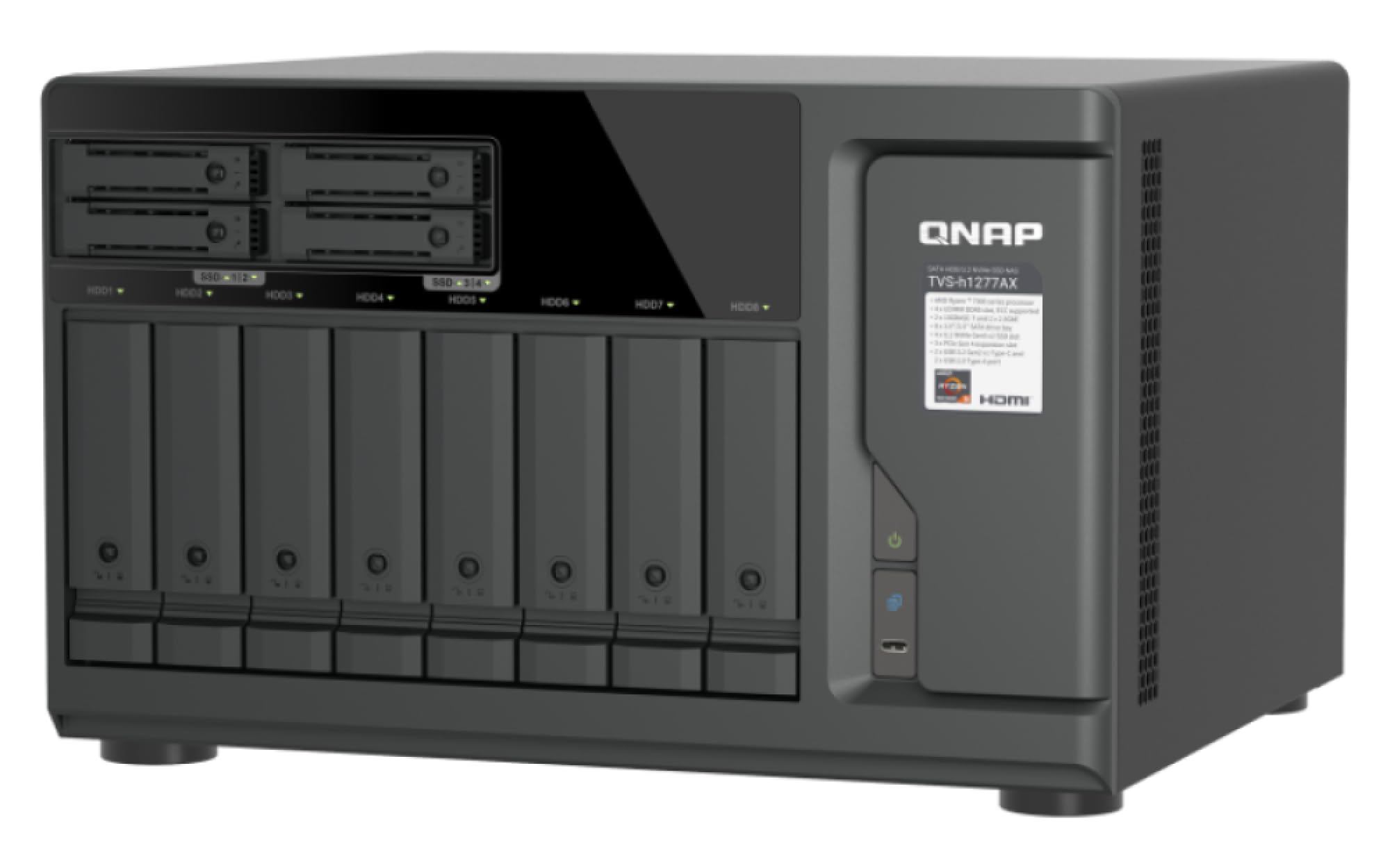 View 1 of ** CASE ONLY, MISSING PROCESSOR AND RAM** QNAP TVS-h1277AX-R5 12-Bay NAS
