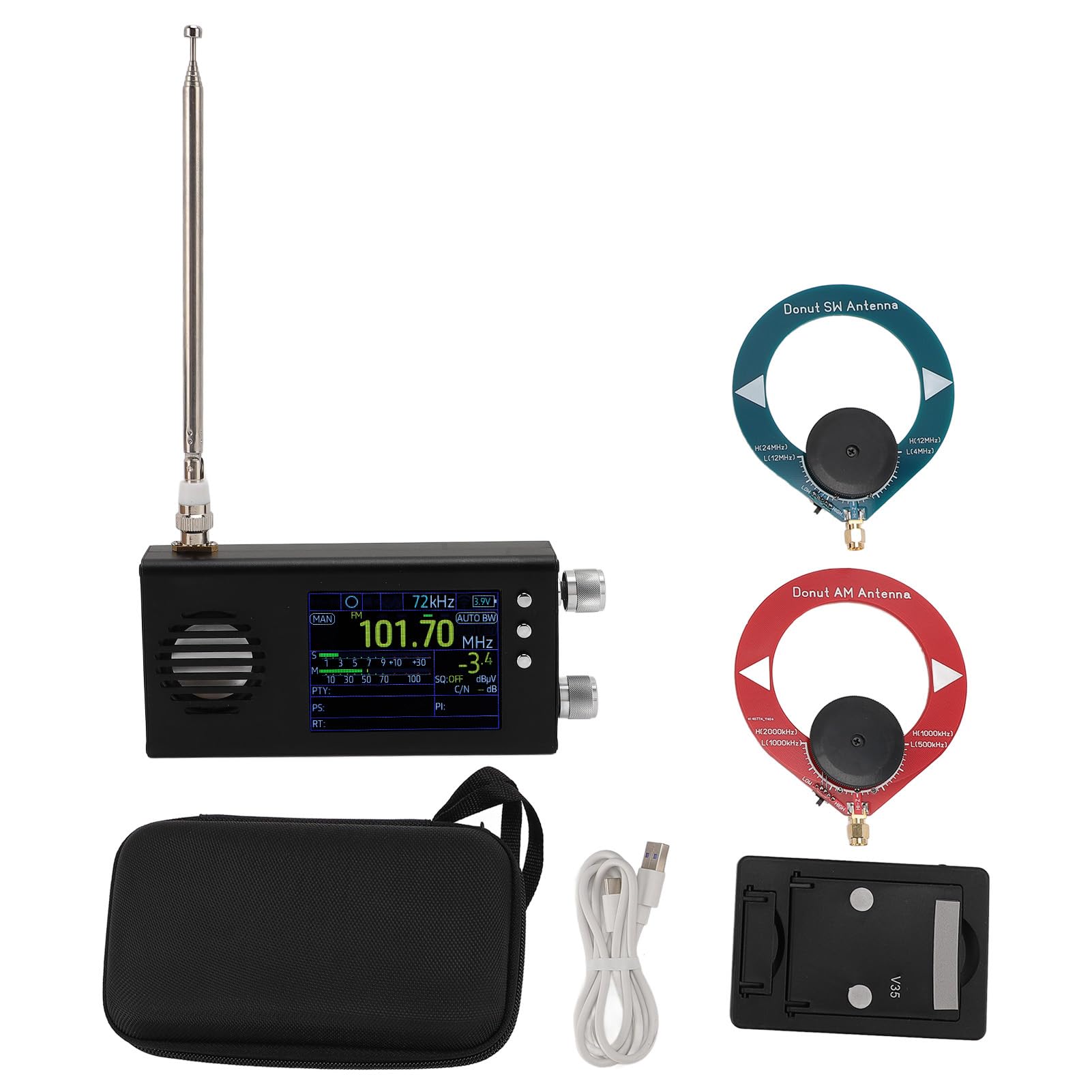 Radio Portátil de Corta, Am/FM/SW/CB/VHF/UHF/WX/Air/LW/MW Radio de Banda Completa y Receptor SSB, Radio de Banda Mundial con Batería de 5000 MAh con Altavoz Estéreo, Antena,