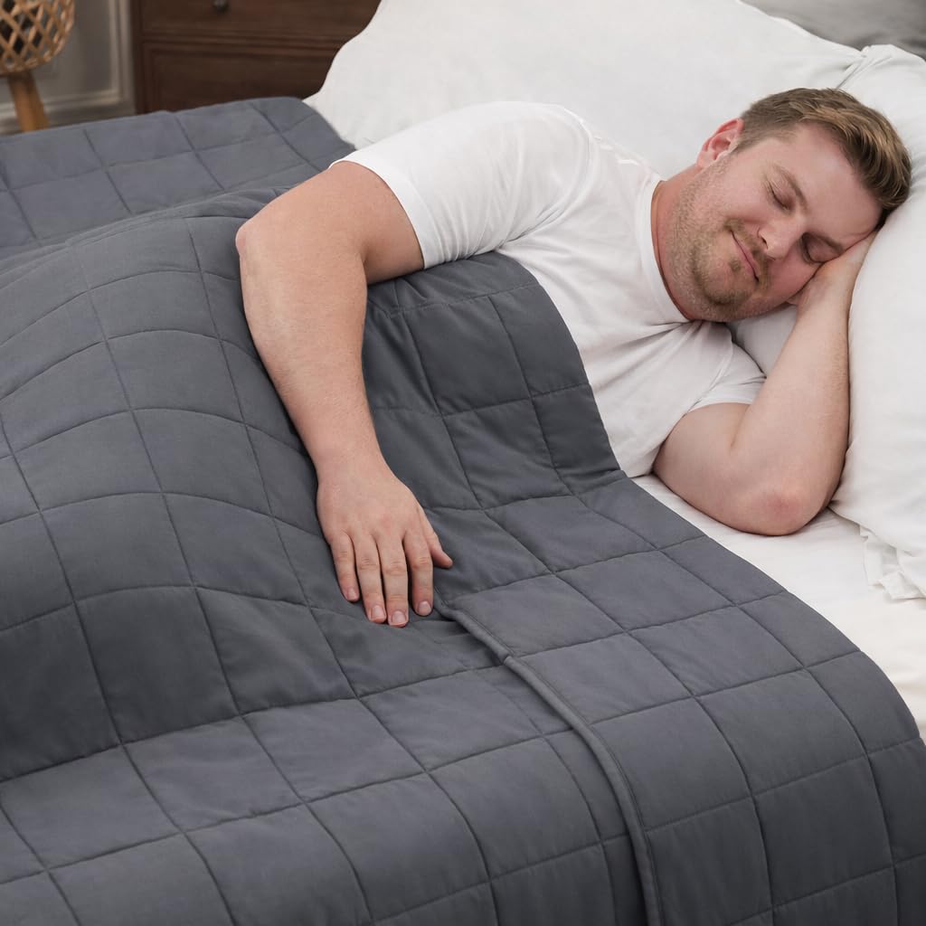 Weighted Blanket for Adults 25lbs, 80"x87", King Size Cooling Heavy Throw Blanket for 220-280lbs, Microfiber Soft Thick Big Blankets Weighted Comforter Breathable Gift for Sleeping, Grey