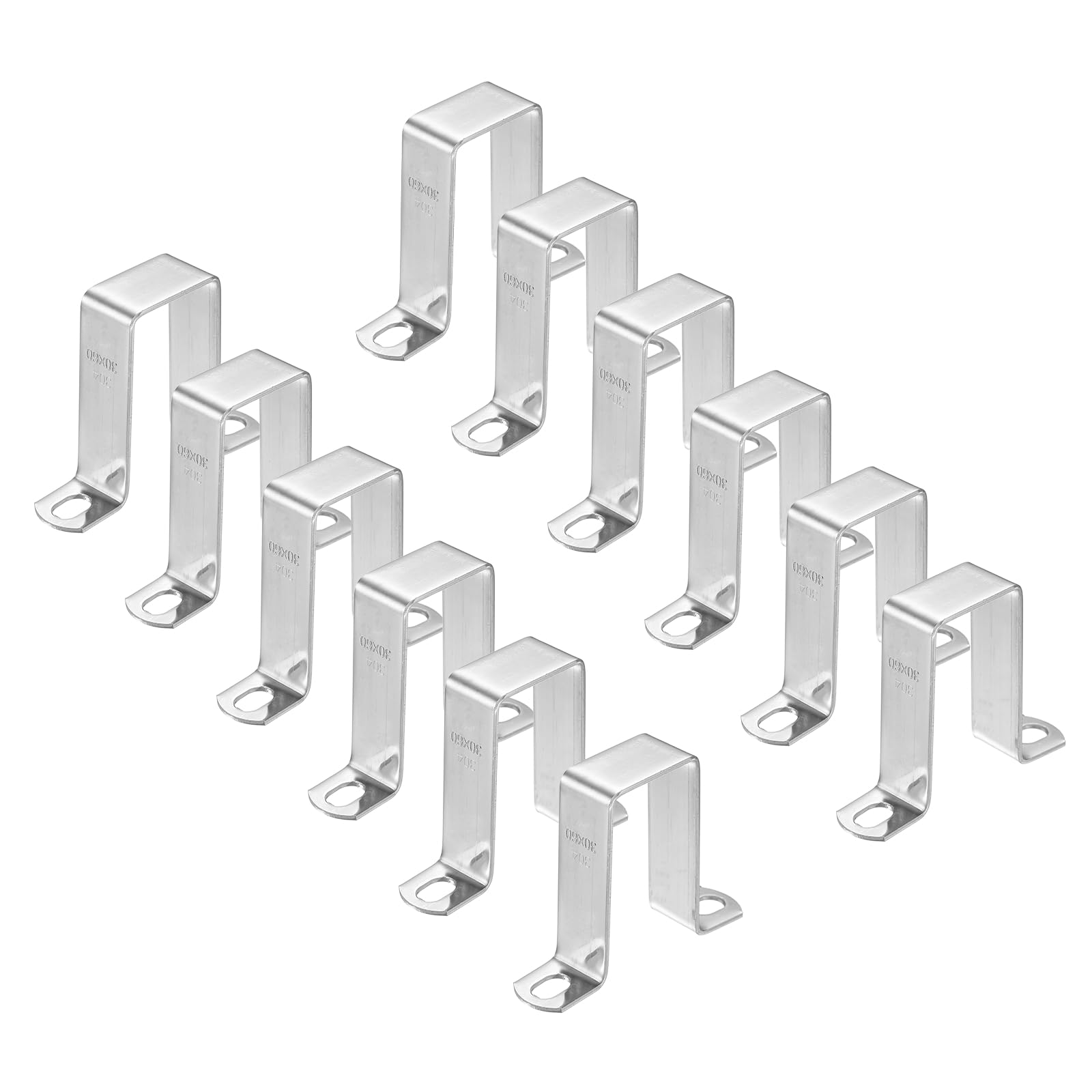 HARFINGTON 12 morsetti quadrati per tubi, 30 x 60 mm, in acciaio inox 304 | Morsetto a forma di U, staffa connettore per tubo quadrato con fibbia per tubo flessibile