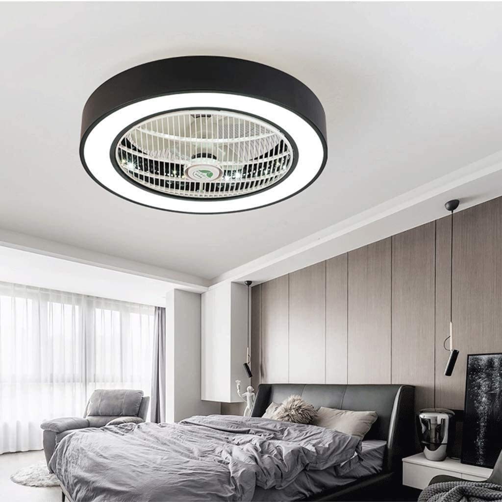Silencieux télécommande ventilateur de plafond à éclairage LED noir pour salon et bureau