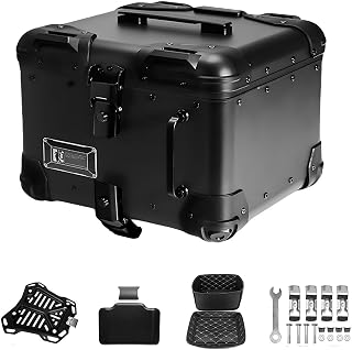 40/45 Liter Aluminum Top Case - Waterproof Motorbike Tail Box, Motorcycles Tail Storage Case with Safety Lock Motorcycle Helmet Case Tail Box - Easy Installation(40L)