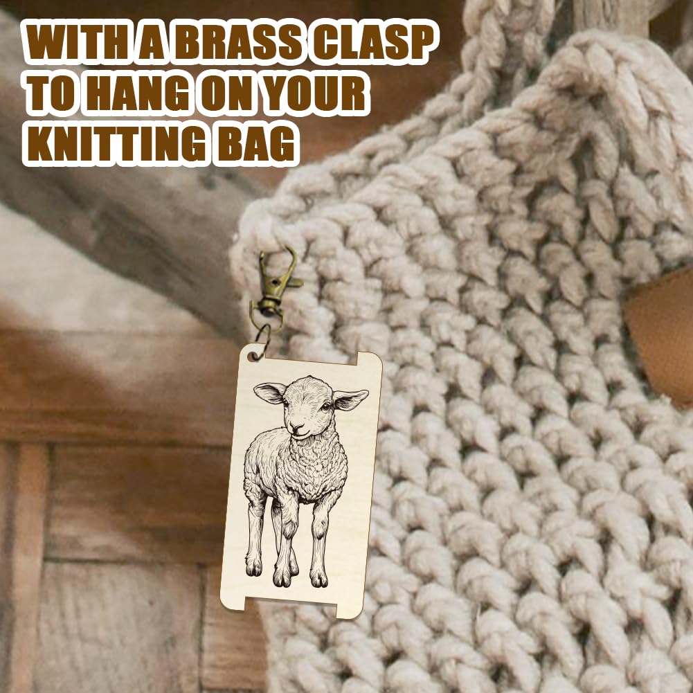 arricraft Sheep Spinning Control Tool, Decorative Yarn WPI Guide Gauge with Clasp Wood Yarn Wrap Guide Board with Diz for Spinners Yarn Measuring Tools Crochet Accessories