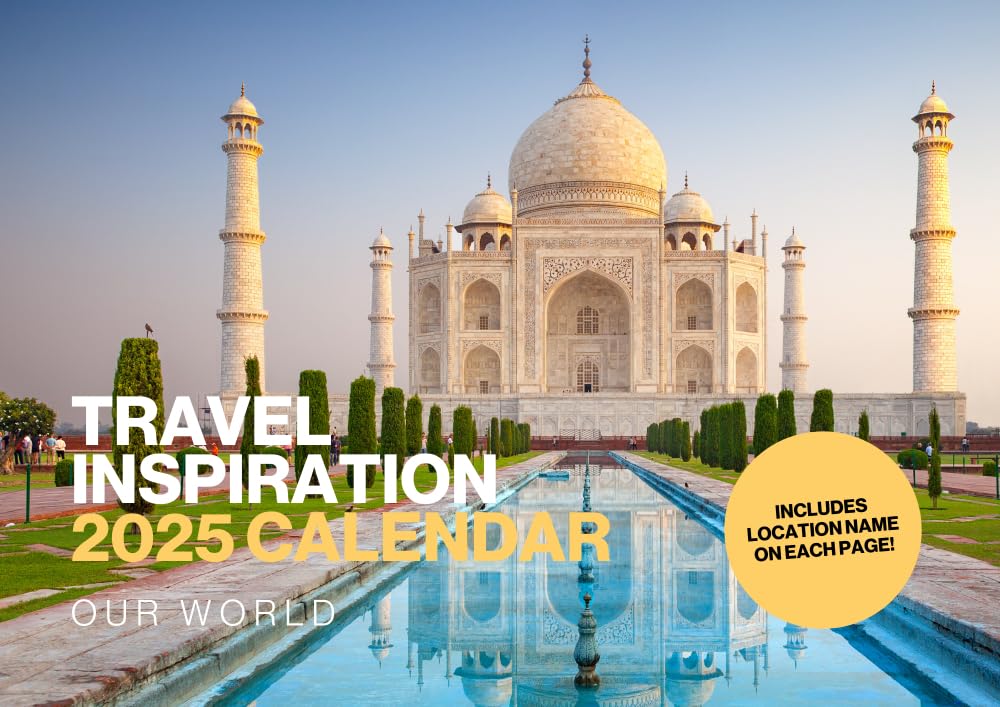 Travel Inspiration Calendar 2025 UK - Large 12 Month World Travel 2025 Calendar Month to View - Wanderlust 2025 Wall Calendar UK Made by Our World