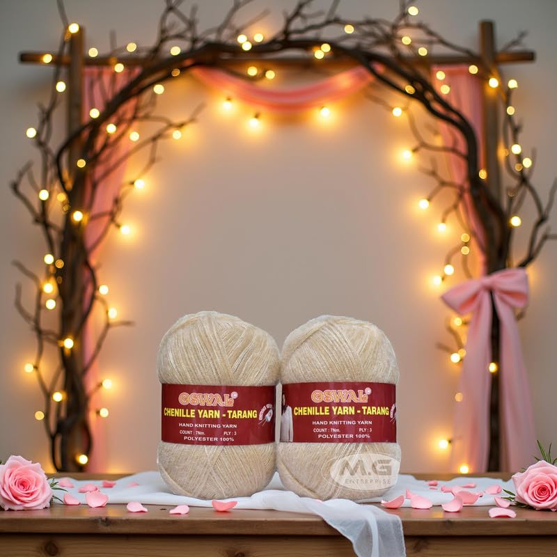 Image of M.G ENTERPRISE Os wal Tarang Knitting Wool Yarn, Soft Fancy Feather Wool Ball Light Skin 400 gm Best Used with Knitting Needles, Soft Fancy Wool Crochet NeedlesWool Yarn for Knitting.