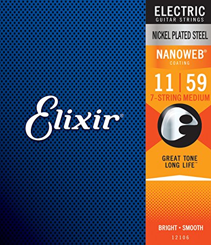 Cordes Elixir® pour guitare électrique 7 cordes avec revêtement NANOWEB®, Medium (.011-.059) - Les Beatles, Paul McCartney, John Lennon, RIngo Starr, George Harrison Cordes Elixir® pour guitare électrique 7 cordes avec revêtement NANOWEB®, Medium (.011-.059)