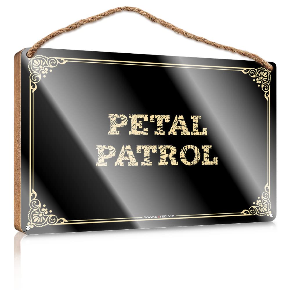 MAHQPZXSF Wall Hanging Wood Sign Petal Patrol Wooden Sign Gifts For Husbands Hanging Wooden Plaque(23X35CM)