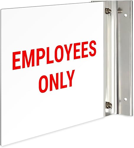 Miniatura 7 de Letrero de proyección de solo empleados, doble cara, 6 x 6 pulgadas, ACM, con accesorio negro satinado, fabricado en Estados Unidos