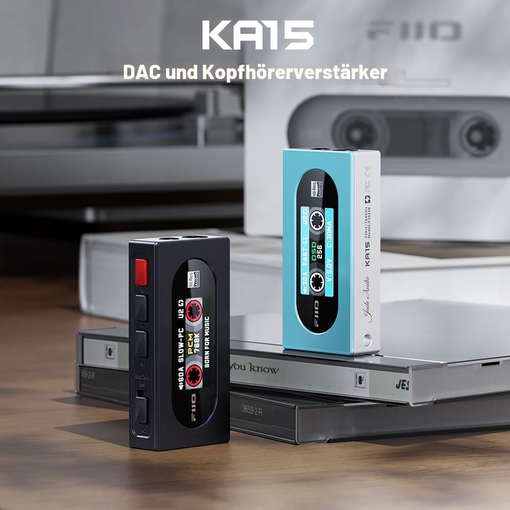 FiiO KA15 Tragbarer DAC- und Kopfhörerverstärker (schwarz)