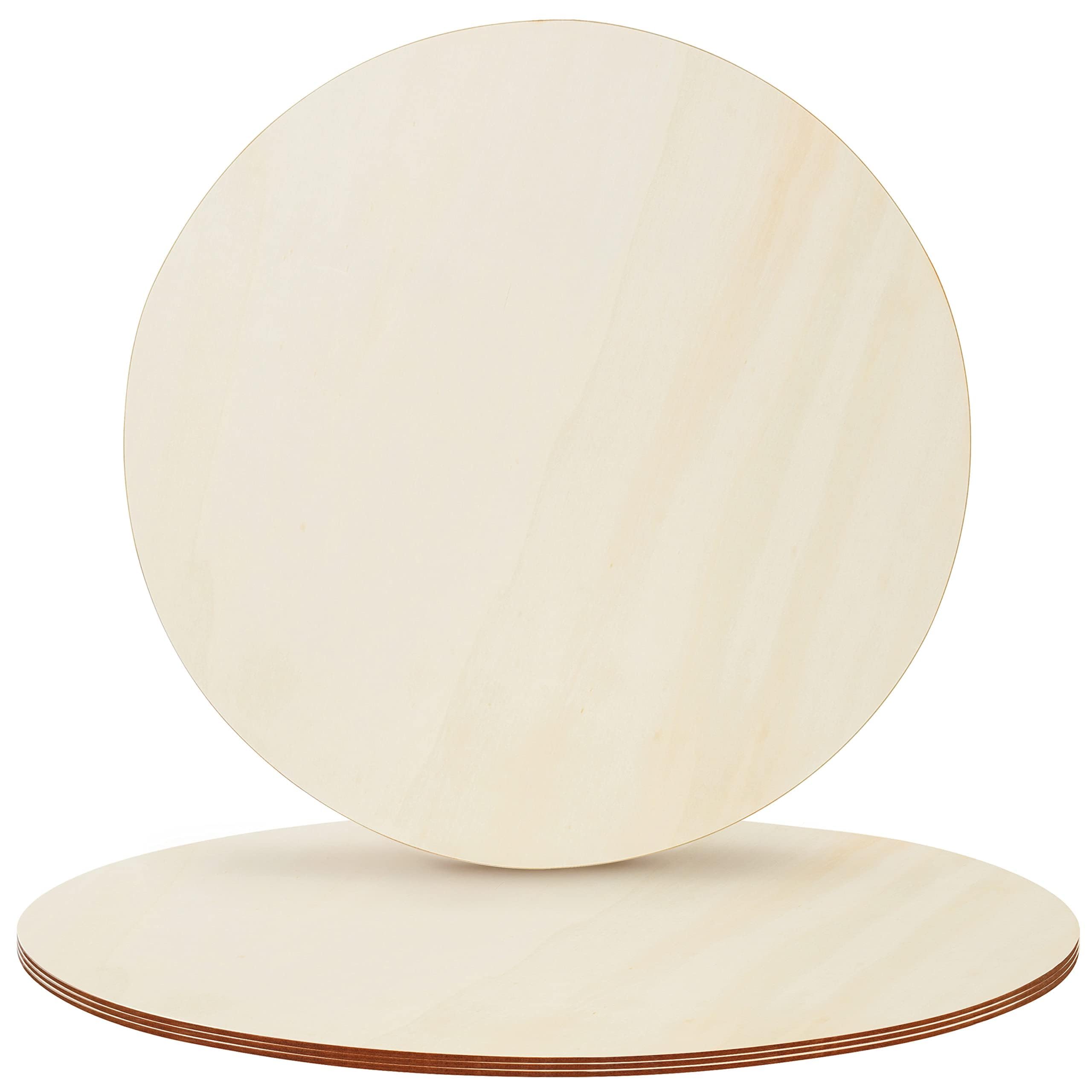 Belle Vous Naturbelassene Runde Holzscheiben (4 Stk) - 45 cm - Ausgeschnittene Holzscheiben zum Basteln, Malen und Brandmalerei - Holz Platten für Wohn-, Hochzeits- und Weihnachtsdeko & Türhänger