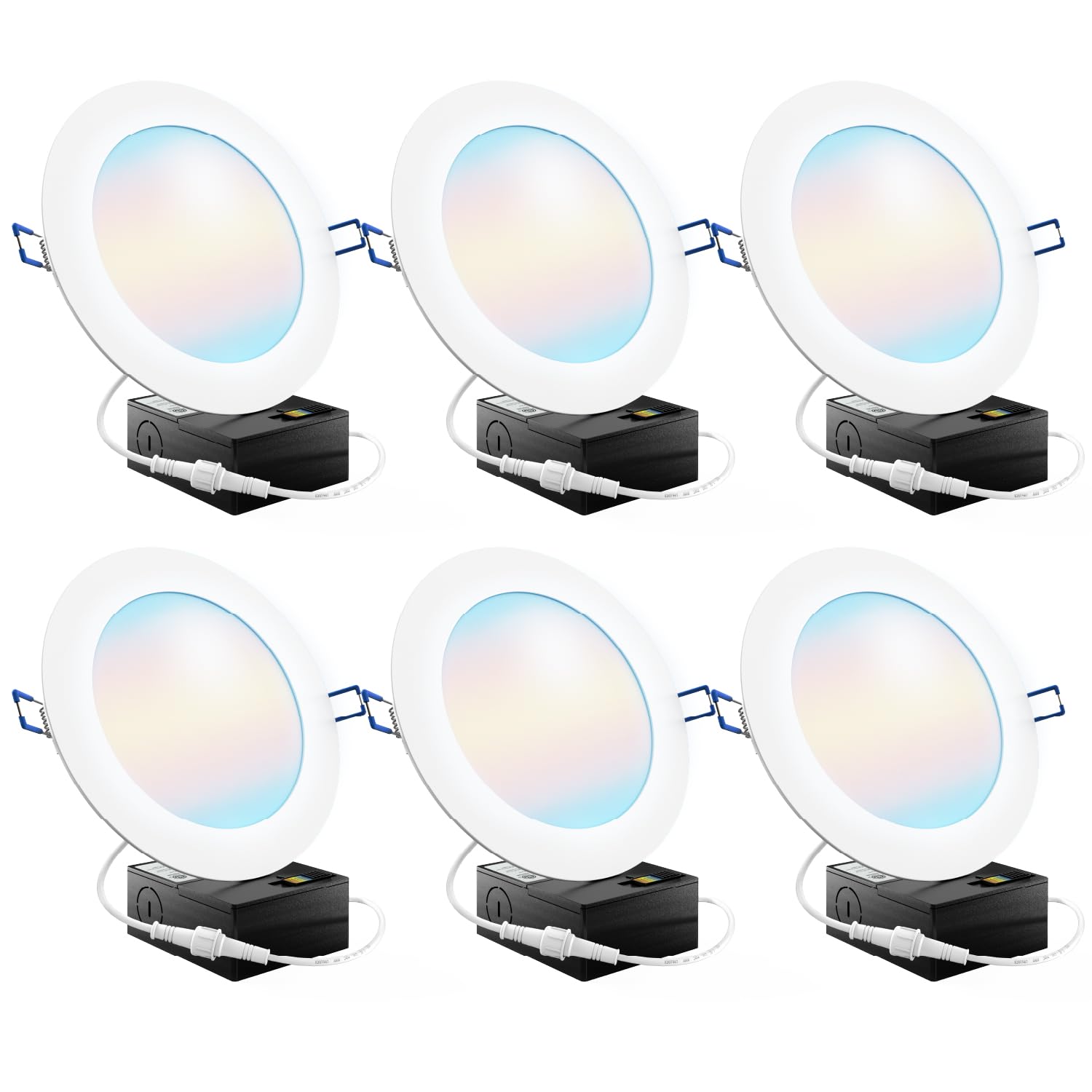 Sunco Lighting 6 Inch Ultra Thin LED Recessed Ceiling Lights Slim, Selectable Color Temperature, Dimmable 14W=100W, 850 LM, Canless Wafer Thin with Junction Box - ETL Energy Star 6 Pack