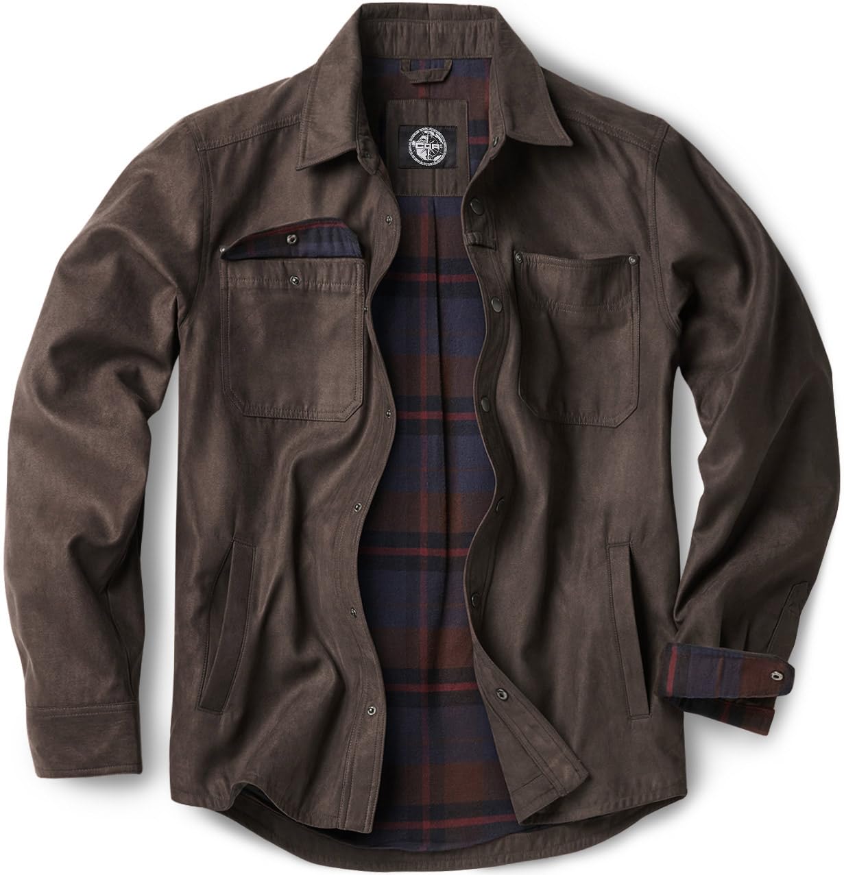 CQR Men's Flannel Shirt Jacket Long Sleeve, Winter Warm Outdoor Casual Plaid Jacket Coat with Pockets