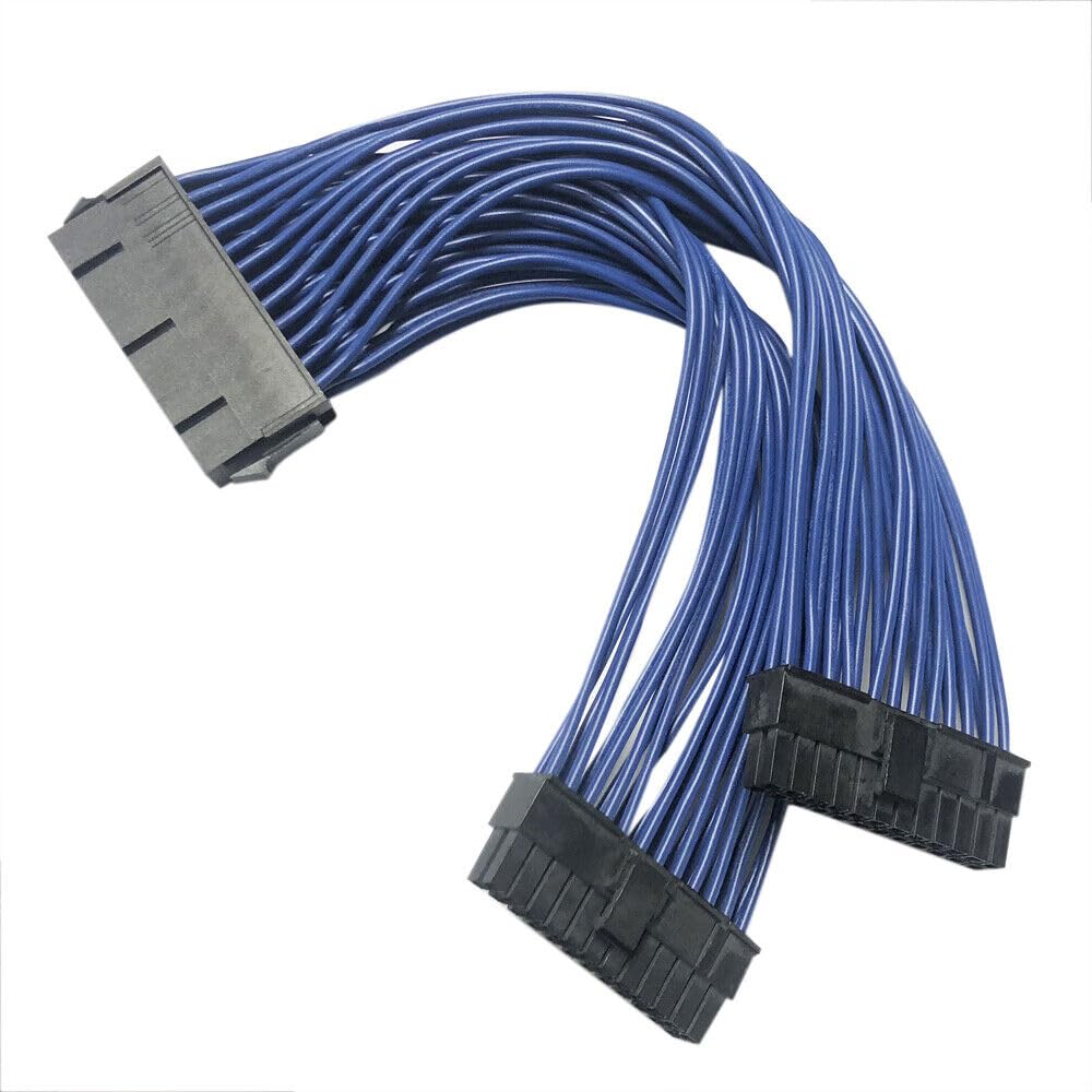 GinTai Power Supply Extension Cable PSU Male to Female Y Splitter Replacement for ATX 24Pin 1 to 2 Port 23.5cm