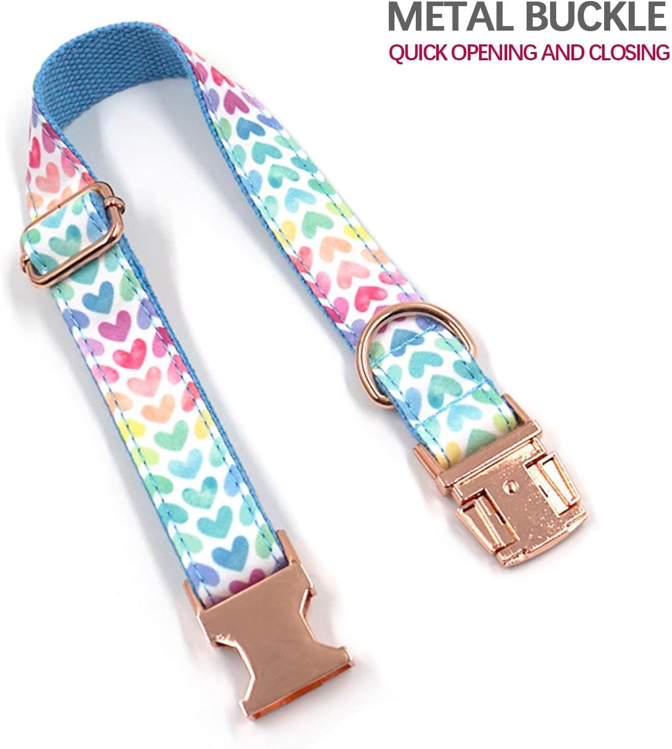 Collar para Mascotas, Collar de Perro Ajustable Personalizado for Perros medianos y Grandes. Bonito Collar for Cachorros, Tanto for niños como for niñas(Blue,L)