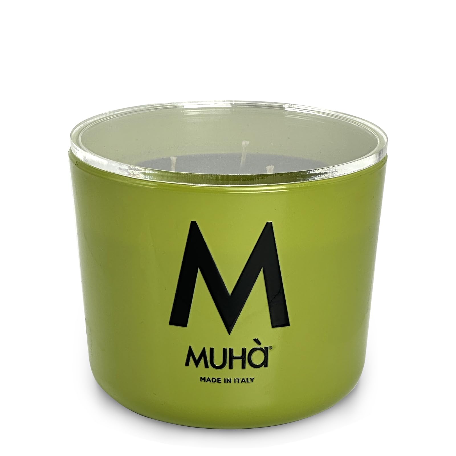 MUHA' | Candela Profumata in Vetro Verde, Mosto Supremo, 500 Gr | Profumatore per Ambienti
