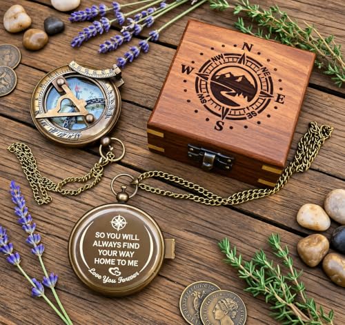 Brújula de Sundial de Latón Personalizada - Regalo de Aniversario - Royalmart miniatura 3