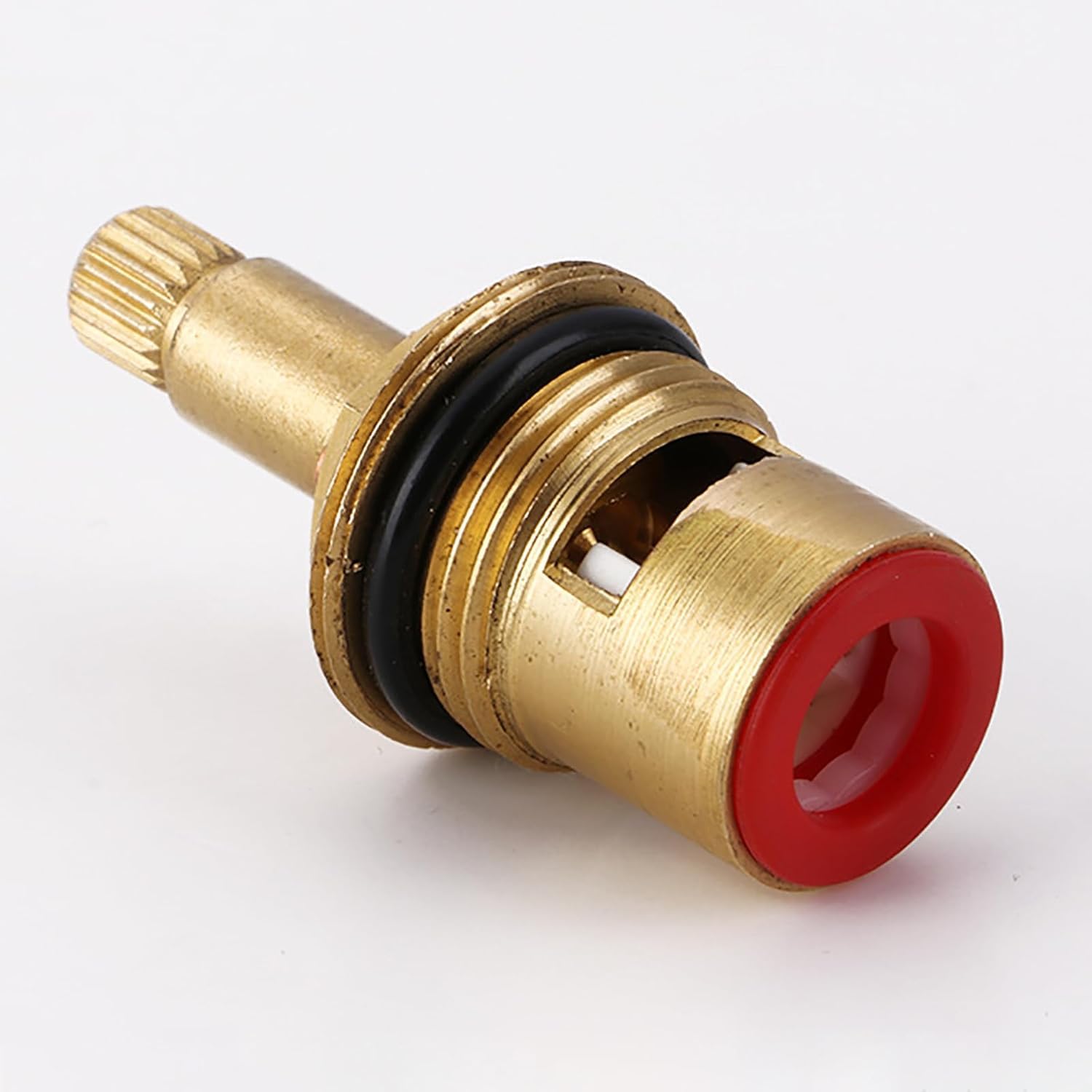 Reemplazo de válvula de grifo de cartucho de disco de vástago de cerámica de latón, cuarto de vuelta de 1/2 "para grifo de cocina de baño,(Red)