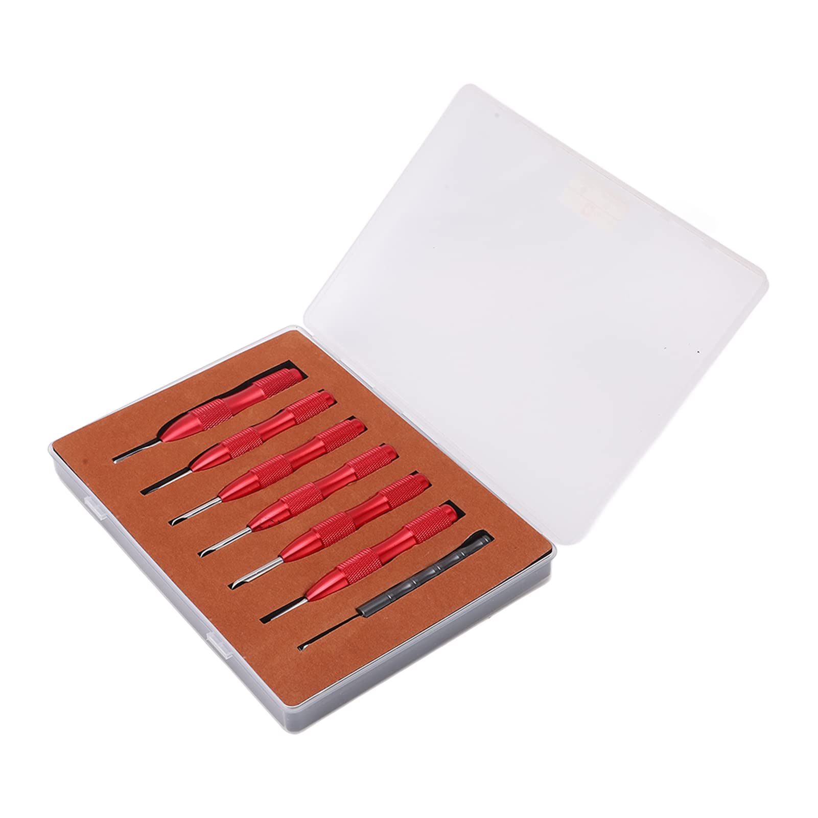 Juego de 7 herramientas para abrir tapa trasera de reloj, kit profesional para quitar cajas de relojes, herramientas de palanca de aleación de aluminio de múltiples (Roja)
