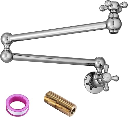 Grifo de cocina plegable y elástico de latón con brazos oscilantes de doble articulación, montaje en pared, cocina comercial, estufa de fregadero