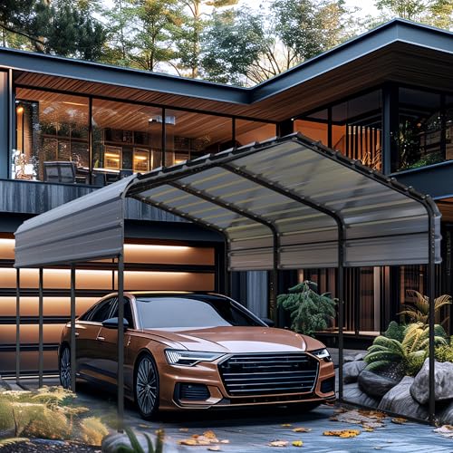 Image of GREEN PARTY 10x15 ft Metal Carport Heavy Duty Frame Canopy Garage Shelter