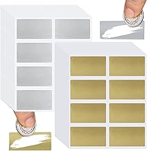 VEGCOO 120 Pcs Scratch Cards, 60 x 40 mm Scratch Sticker, Scratch Card Sticker, Rectangle Scratch Cards for DIY Postcard, Surprise Secret, Scrapbook, Party, Gift (Gold+Silver)