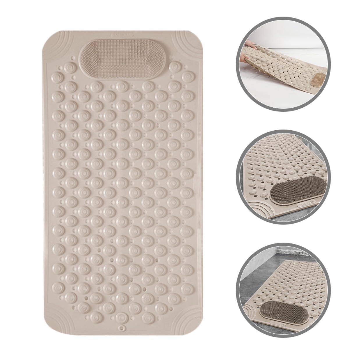 POPETPOP Alfombra Antideslizante para Ducha con Ventosas y Masaje Exfoliante para Pies, Fabricada en PVC Resistente al Desgaste, Adecuado para Baño Seguro y Cómodo