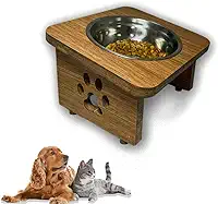 Comedouro Elevado Inclinado Pet Cachorro E Gato Tigela Inox (Marrom)