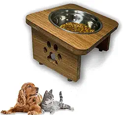 Comedouro Elevado Inclinado Pet Cachorro E Gato Tigela Inox (Marrom)