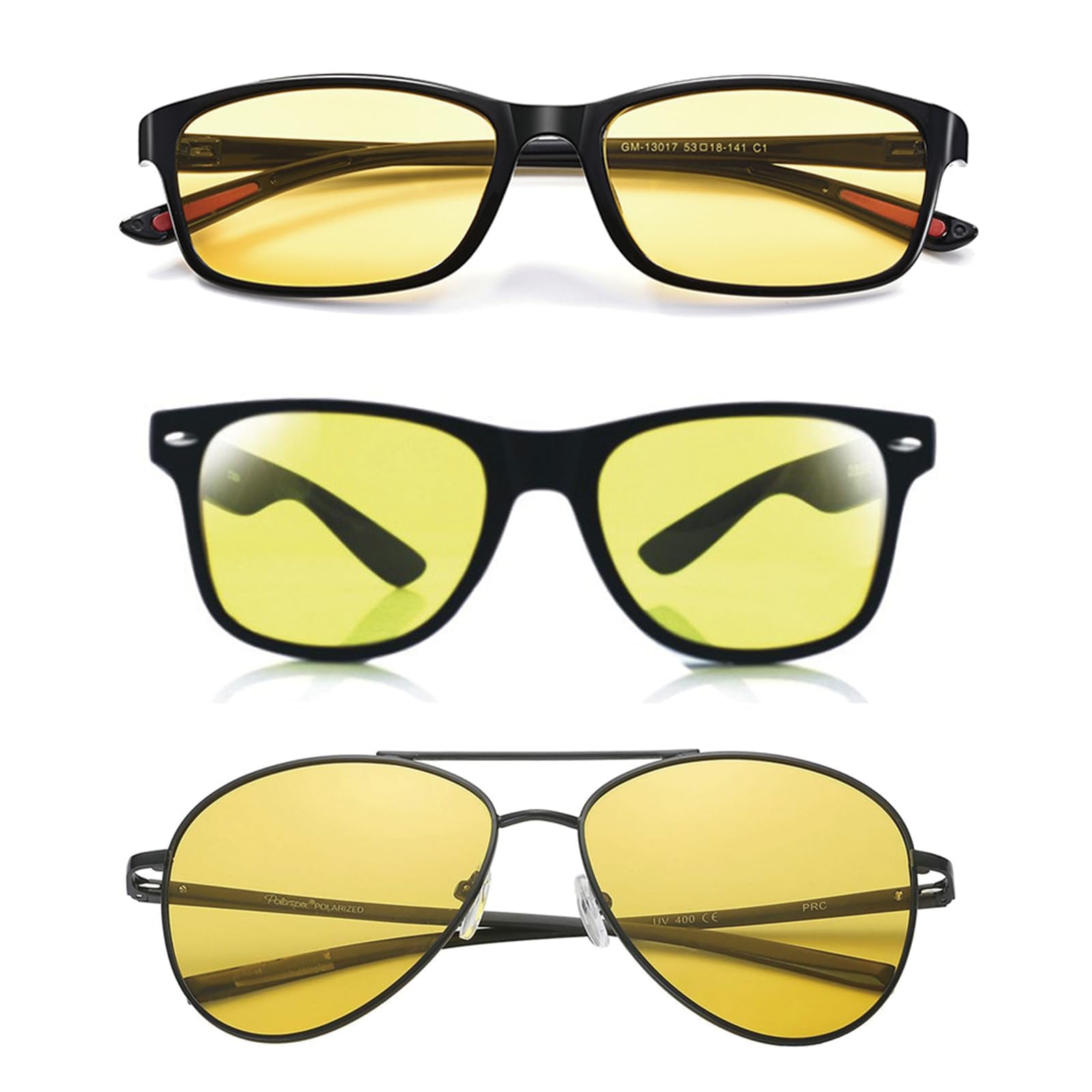 Nachtsichtbrille, Nachtfahrbrille Damen Und Herren, 3er Set Mit Dünnen Und Dicken Fassungen, Gelbe Gläser Für Bessere Nachtsicht, Ideal Für Autofahrer Und Outdoor-Aktivitäten