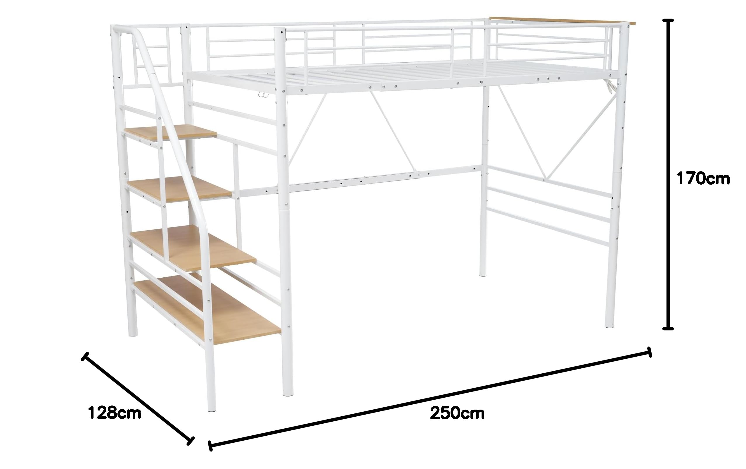 Amazon｜Chic ZONE ロフトベッド 階段付き 高さ170cm コンセント付き