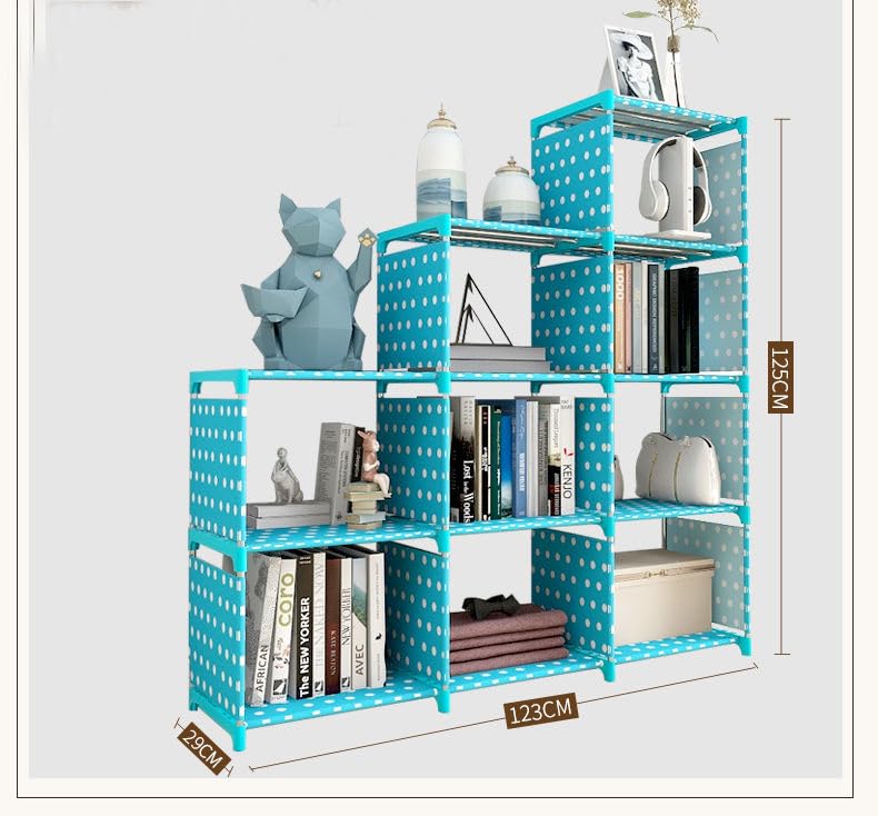 Image of Kuber Industries (Pack of 6) 9 Layer Book Rack | Book Cabinet Shelves for Bedroom Office Living Room | Storage Shelve for Books Storage Organizer | Adjustable Shelf Rack | SJ432B| Blue
