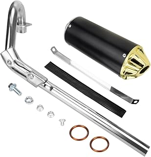 FVRITO High Performance Exhaust Pipe Muffler Silencer Assembly Kit for CRF50 XR50 Apollo DB-x14 x18 Chinese 70cc 110cc 125cc SSR Taotao DB14 DB10 Rocketa X-pro x8 Pit Dirt Bike Motocrosss Gold