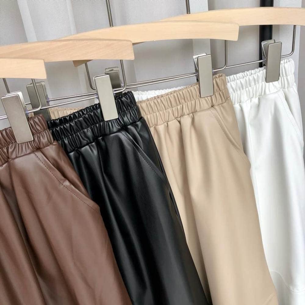 OZEO Röcke Damen,Damen Schlichter Pu-Lederrock Schwarz Hohe Taille Midirock Nähte Tasche A-Linie Schaukel Geraffte Einfache Lange Röcke Für Mädchen Damen Herbst Winter,M