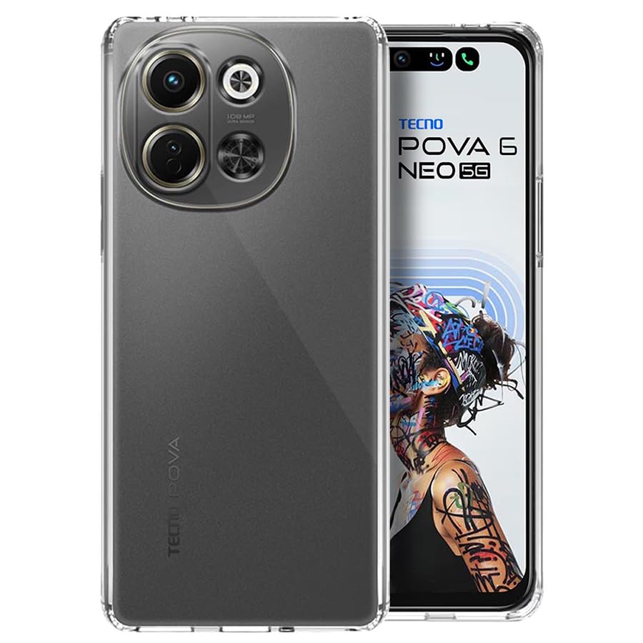 Fashionury Shockproof Crystar Clear Back Cover Case Cover for Tecno Pova 6 Neo 5G | Transparent Back Cover | Raised Bumps for Camera & Screen Protection for Tecno Pova 6 Neo 5G (B0DHQM7FHQ) Amazon Price History, Amazon Price Tracker