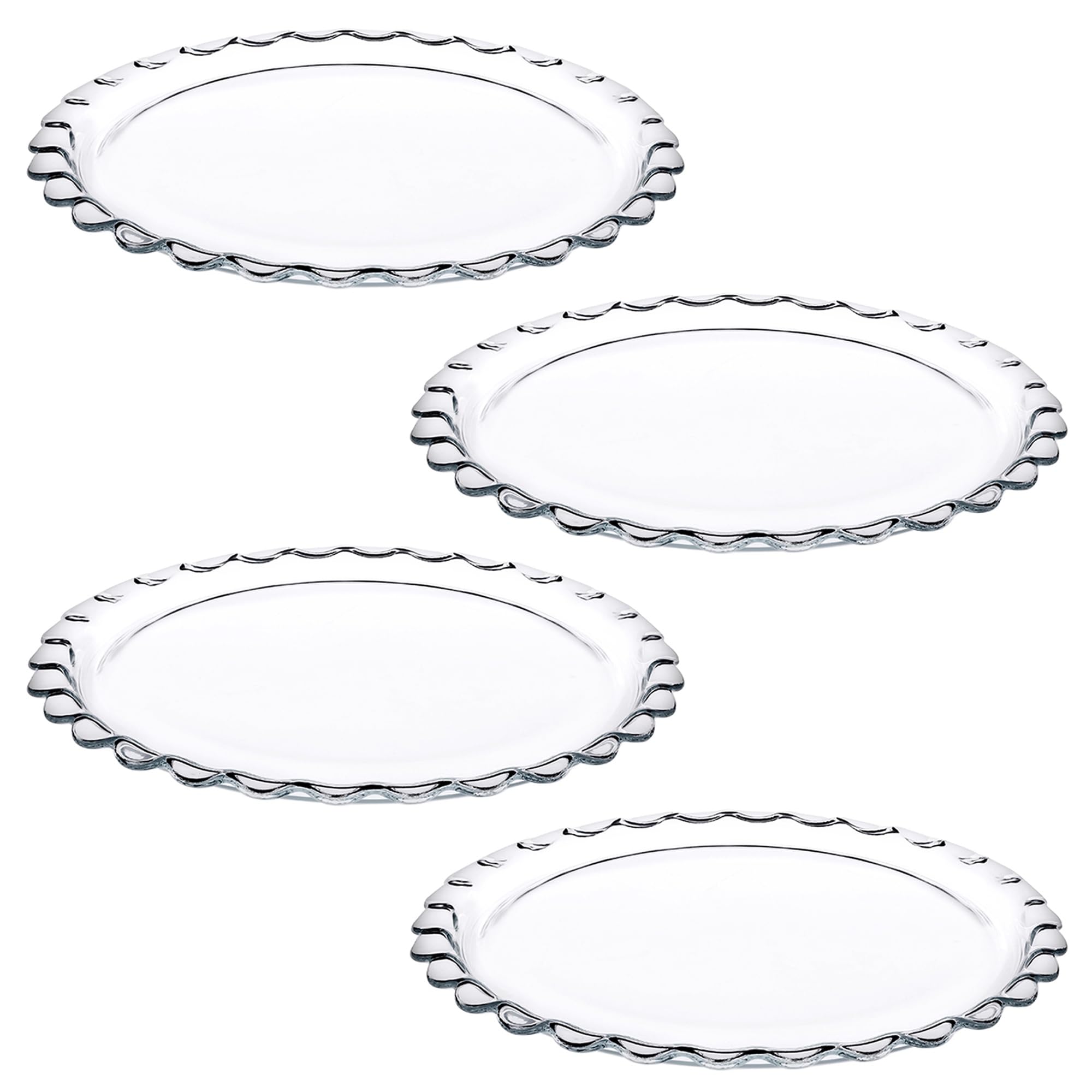 Queensway Home & Dining 26cm Large Round Clear Glass Dessert Plate Dish Serving Set of 1/2/4/6 Pcs - Home Restaurant Elegant Dining Tableware Set for Desserts Parties and Appetizers