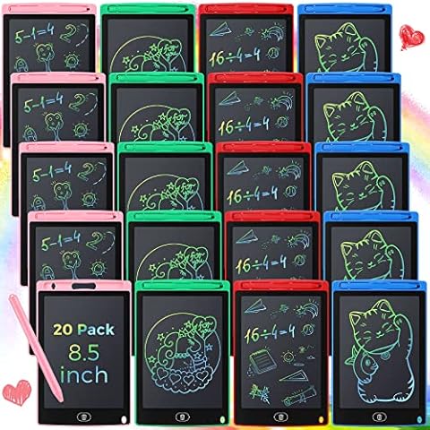Zhehao 20 Pack LCD Writing Board for Kids, 8.5 Inches Doodle Board Reusable Board Screen Drawing Pad Erasable Painting Pads Educational Toy for 3-8 Years(Blue, Red, Green, Pink) Cover