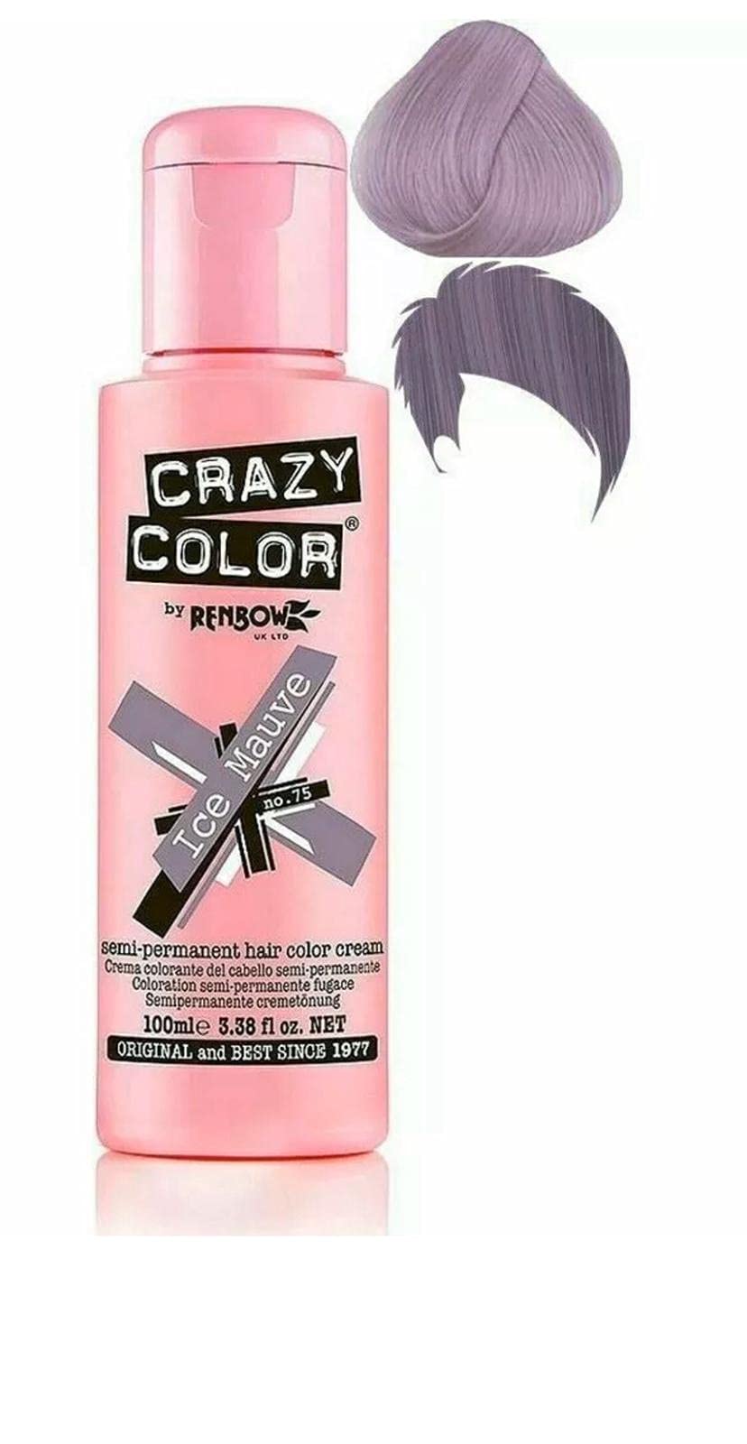 Crazy Color 4 x Crazy Color Renbow Semi-Permanent Hair Colour Cream Dye 100 ml Box of Four-Ice Mauve - 540 g